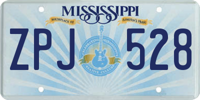 MS license plate ZPJ528