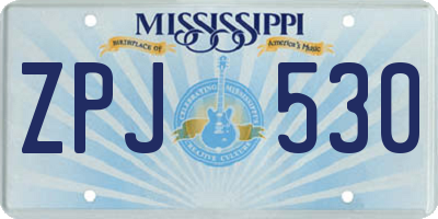MS license plate ZPJ530