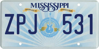 MS license plate ZPJ531