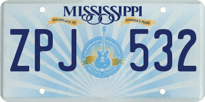 MS license plate ZPJ532