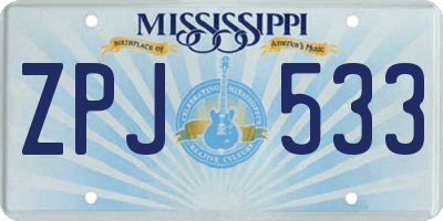 MS license plate ZPJ533