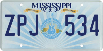 MS license plate ZPJ534