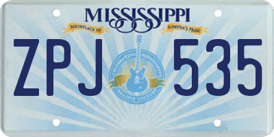 MS license plate ZPJ535