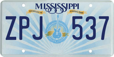 MS license plate ZPJ537