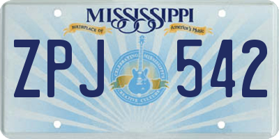 MS license plate ZPJ542