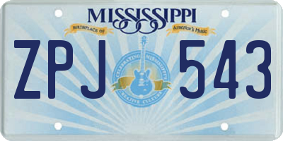 MS license plate ZPJ543