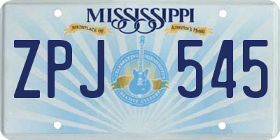 MS license plate ZPJ545