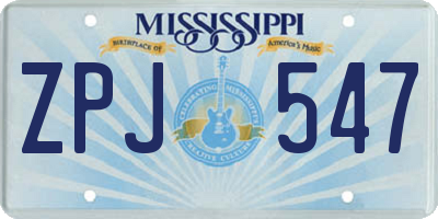 MS license plate ZPJ547