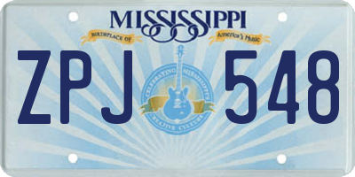 MS license plate ZPJ548