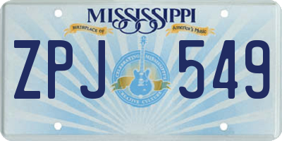 MS license plate ZPJ549