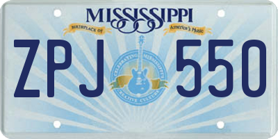 MS license plate ZPJ550