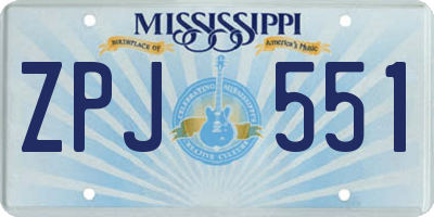 MS license plate ZPJ551