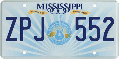 MS license plate ZPJ552