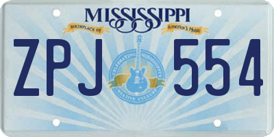 MS license plate ZPJ554