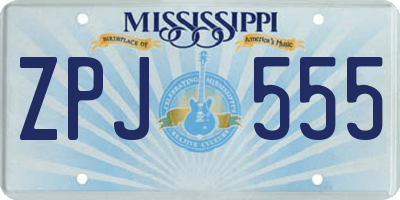 MS license plate ZPJ555