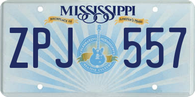 MS license plate ZPJ557