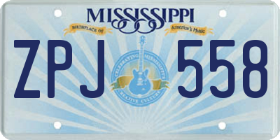 MS license plate ZPJ558