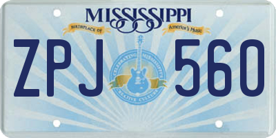 MS license plate ZPJ560