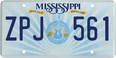 MS license plate ZPJ561