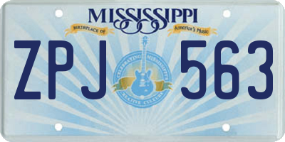 MS license plate ZPJ563