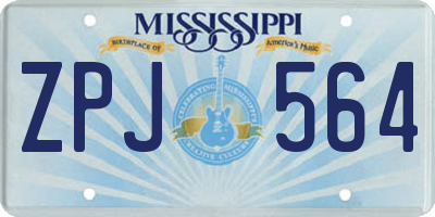 MS license plate ZPJ564