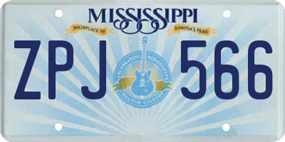 MS license plate ZPJ566