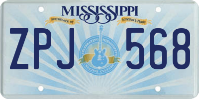 MS license plate ZPJ568