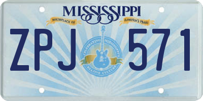 MS license plate ZPJ571