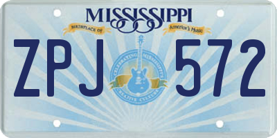 MS license plate ZPJ572