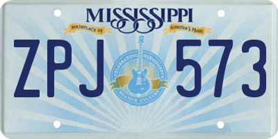 MS license plate ZPJ573
