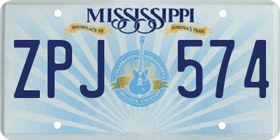 MS license plate ZPJ574
