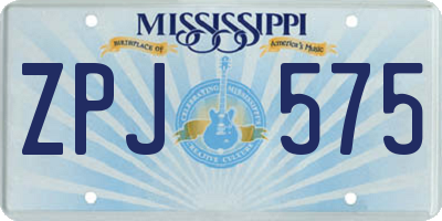 MS license plate ZPJ575