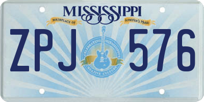 MS license plate ZPJ576