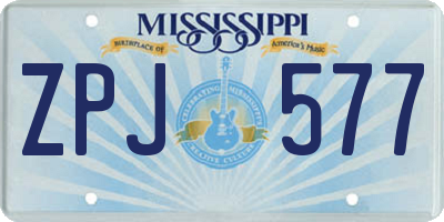 MS license plate ZPJ577
