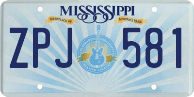 MS license plate ZPJ581