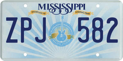 MS license plate ZPJ582