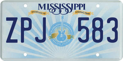 MS license plate ZPJ583