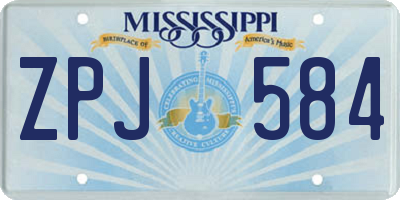 MS license plate ZPJ584