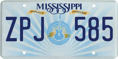 MS license plate ZPJ585