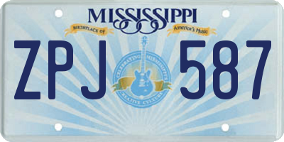 MS license plate ZPJ587