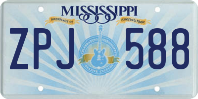MS license plate ZPJ588