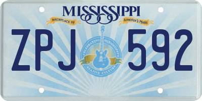 MS license plate ZPJ592