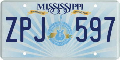 MS license plate ZPJ597