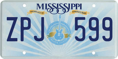 MS license plate ZPJ599