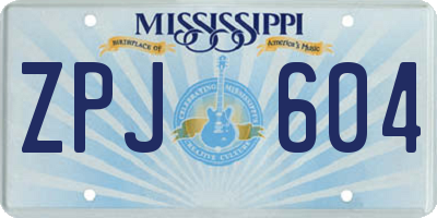 MS license plate ZPJ604