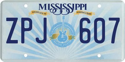 MS license plate ZPJ607