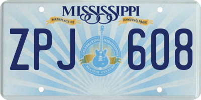 MS license plate ZPJ608