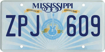 MS license plate ZPJ609