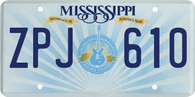 MS license plate ZPJ610