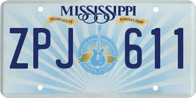 MS license plate ZPJ611